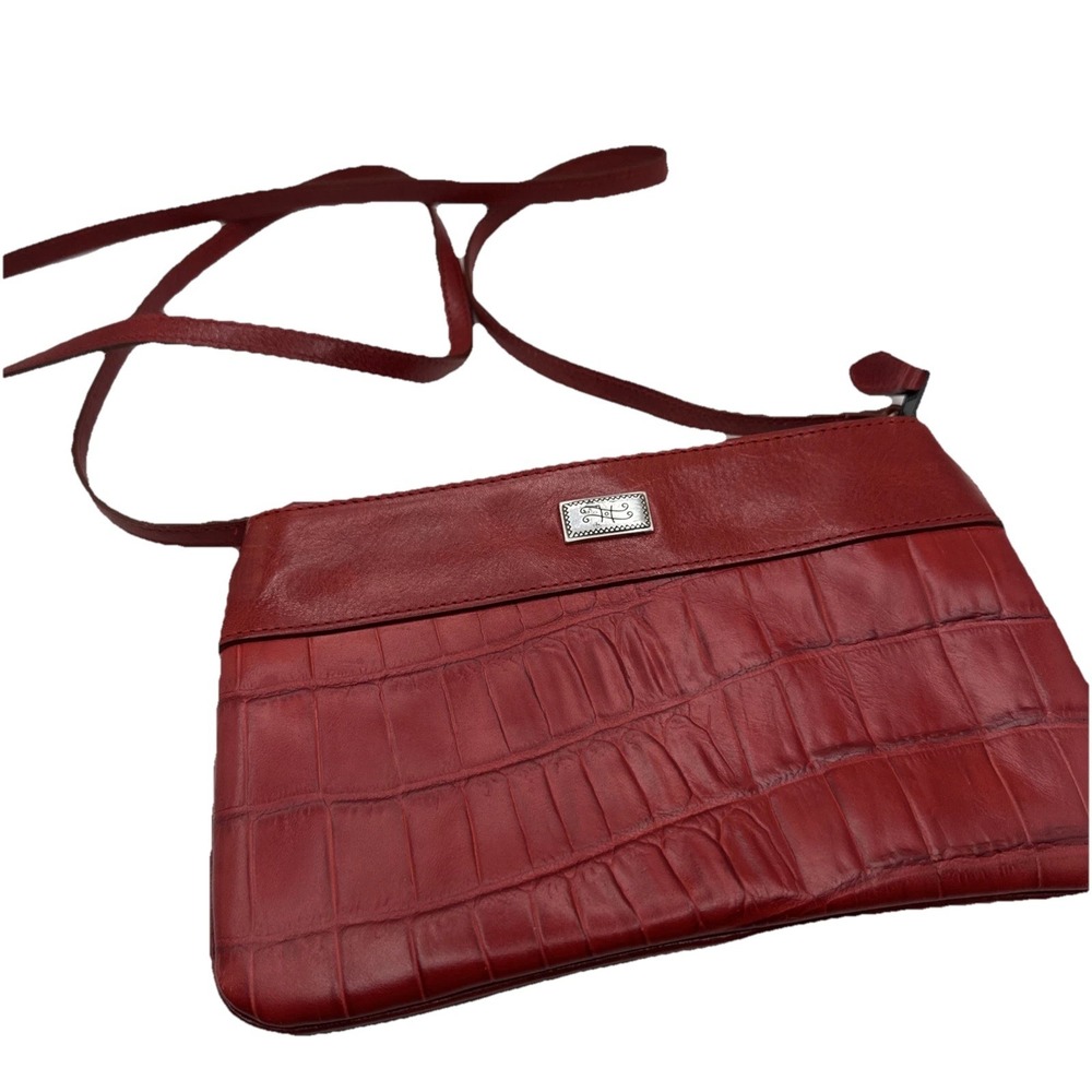 VTG RETIRES BRIGHTON RED CROCODILE LEATHER‎ CROSSBODY PURSE OR CLUCH